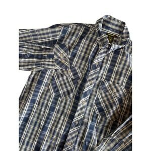Black Stallion FR Work Shirt Large Blue Plaid Flame Resistant NFPA 2112 ARC 2